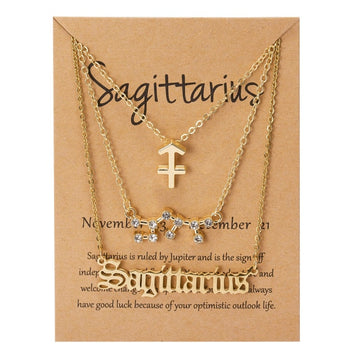 3Pcs/Set Cardboard Star Zodiac Sign Pendant 12 Constellation Charm Gold Necklace Aries Cancer Leo Scorpio Necklace Jewelry Gifts daiiibabyyy